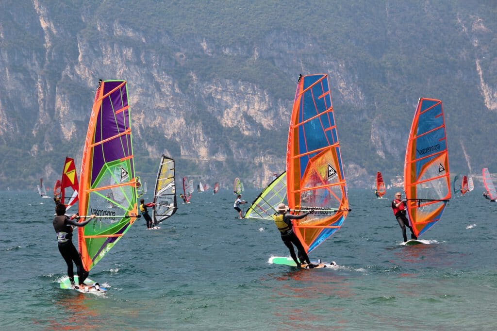 Windsurfing in garda lake, italy