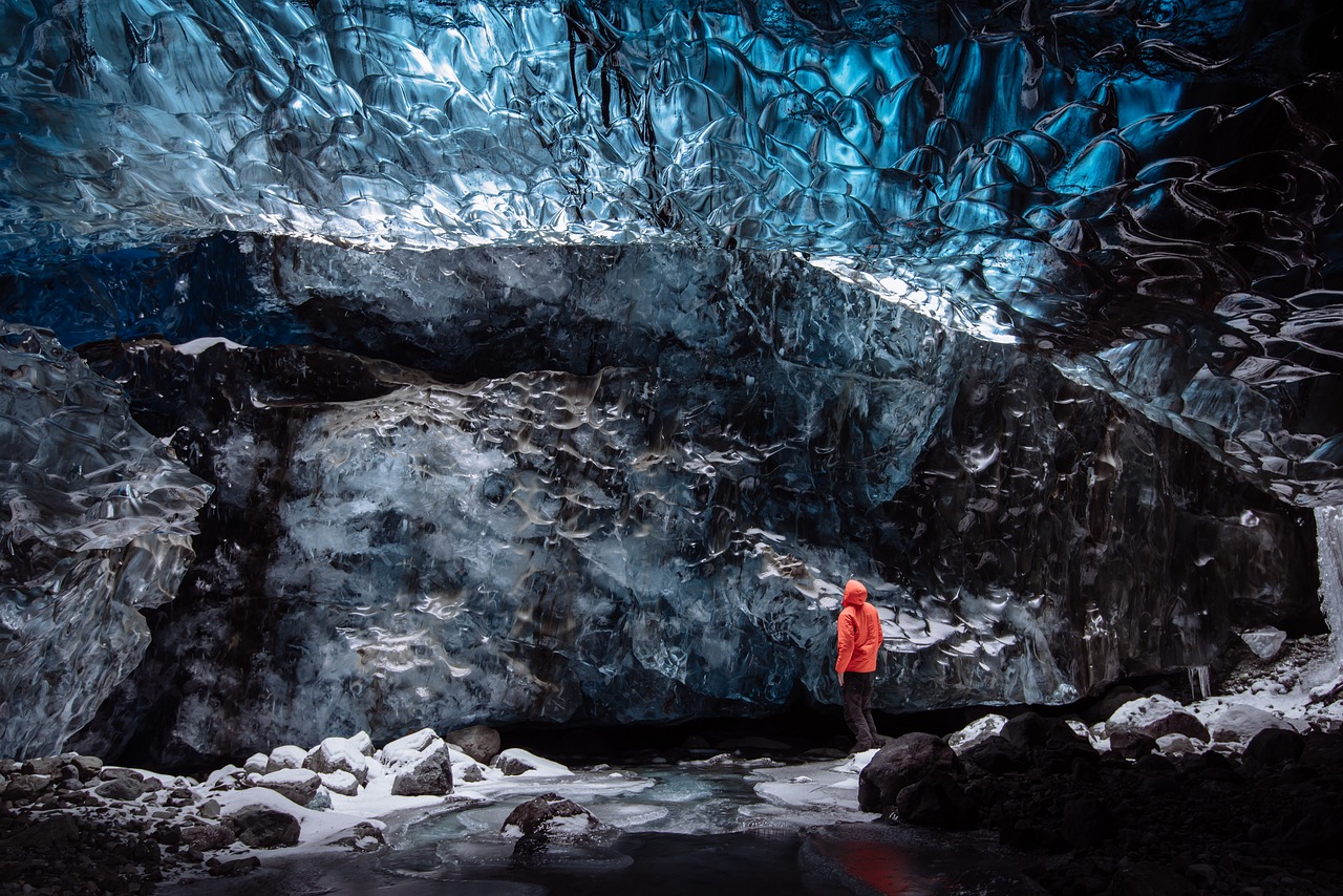 glacier, ice cave, iceland