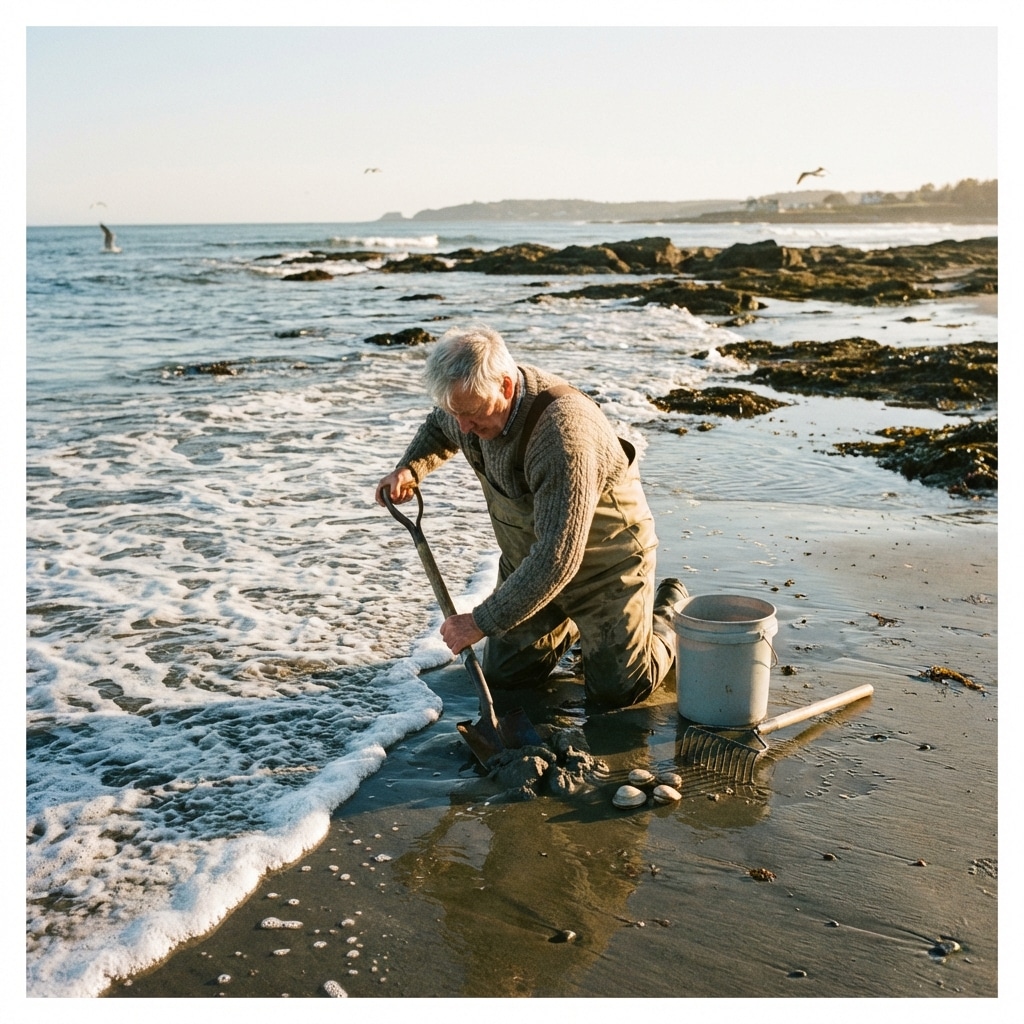 Clam Digging in Sand