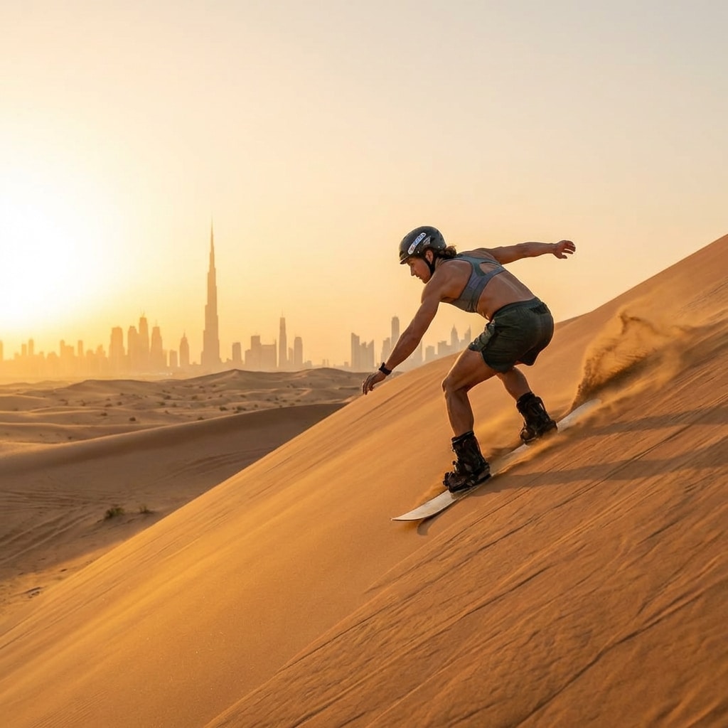 Thrills in the Dunes: Sandboarding in Dubai
