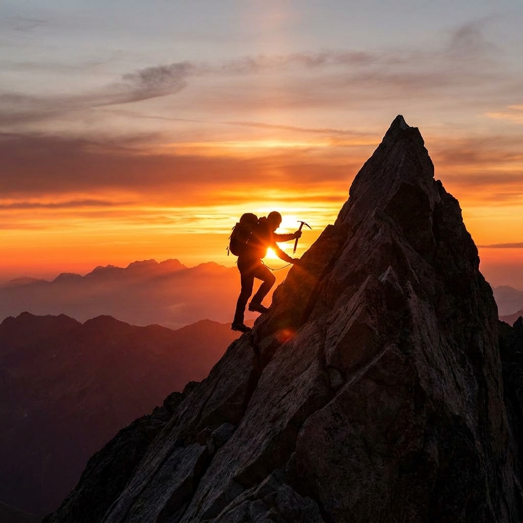 Embracing the Mountain Climbing Silhouette: A Journey of Shadows and Peaks